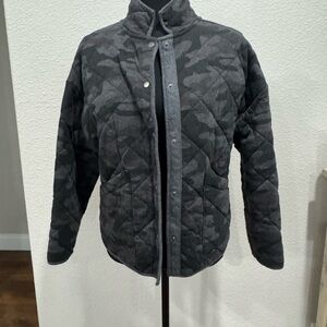 Z Supply Black and Gray Puffer Jacket with High Collar